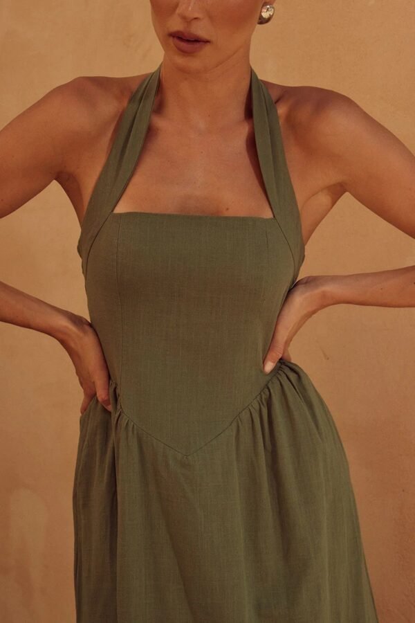 Robe vert olive longue - Image 2