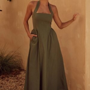 robe vert olive longue