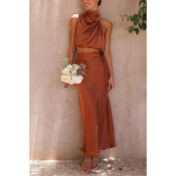 Ensemble jupe terracotta mariage  et top terracotta femme