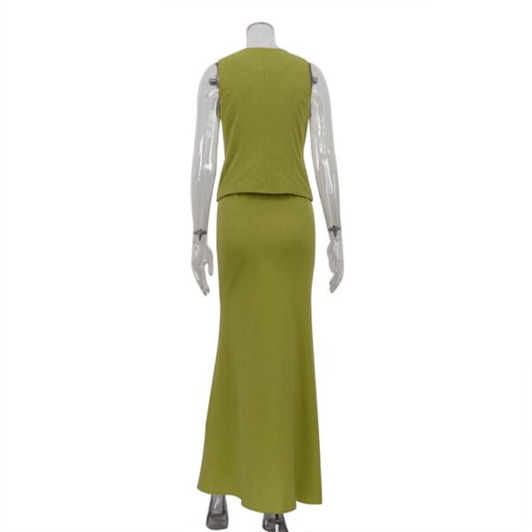 ensemble jupe longue et haut chic vert