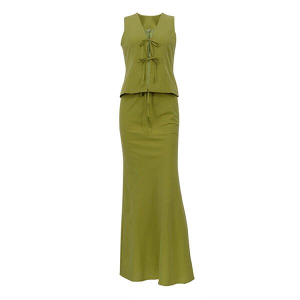 ensemble jupe longue et haut chic vert