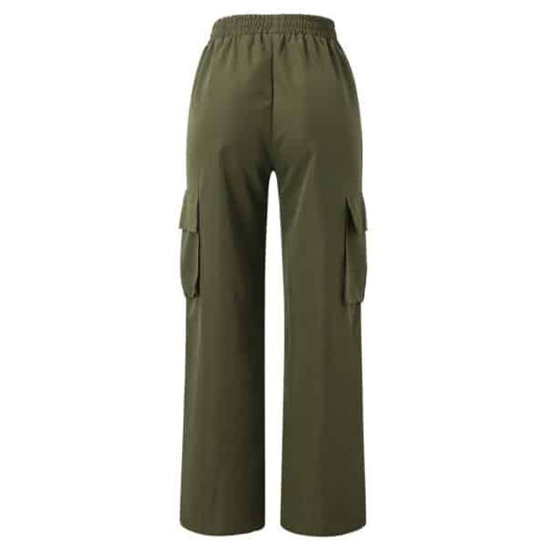 Pantalon kaki cargo femme - Taille Haute et Jambe Droite pour un Style Aventurière - Image 5