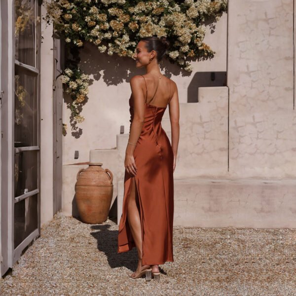 Robe Mariage Terracotta - Robe Cérémonie Satin Terracotta